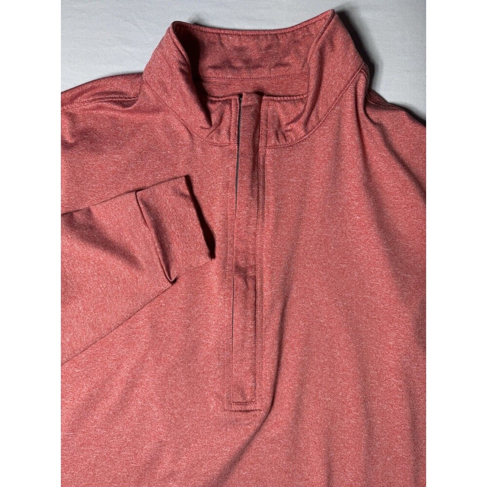 Matte Grey 1/2 Zip Pullover Shirt Mens Large Pink Salmon Long Sleeve Lightweight
